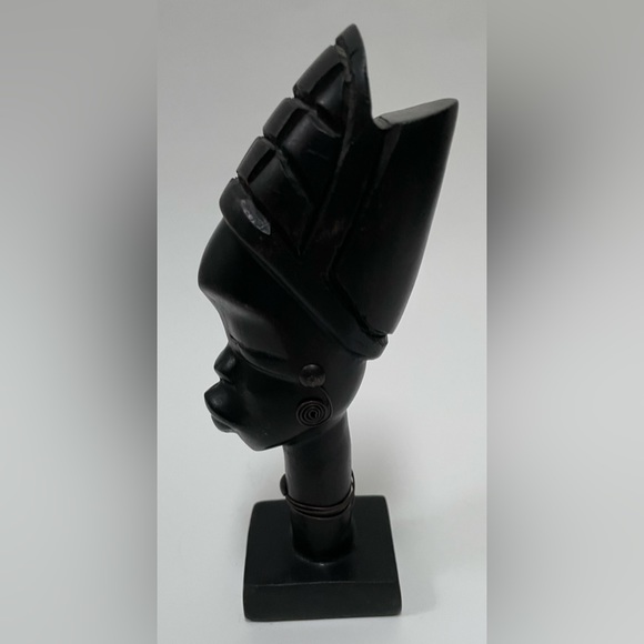 Vintage African Hand Carved Wood Woman Bust Sculpture Head Statue Figure Art 7” - Picture 3 of 6